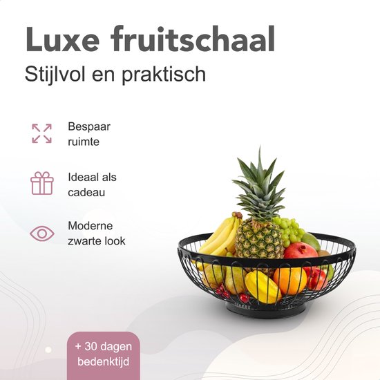 veeg Verplicht Renovatie SODEAL Kleine Fruitschaal - Fruitmand - Fruitschaal Zwart | bol.com