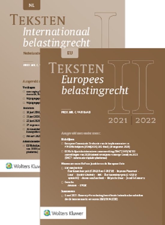 Boek cover Teksten Internationaal & Europees belastingrecht 2021/2022 van C. van Raad (Paperback)
