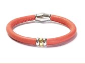 Nouveau ! Jolla - bracelet femme argent - cuir - fermeture magnétique - breloques - bicolore - Single Ladies - Corail