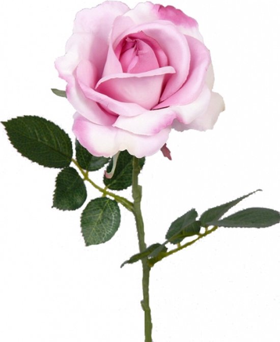 Kunstbloemen/boeketten maken - Kunstbloem roos Carol roze 37 cm
