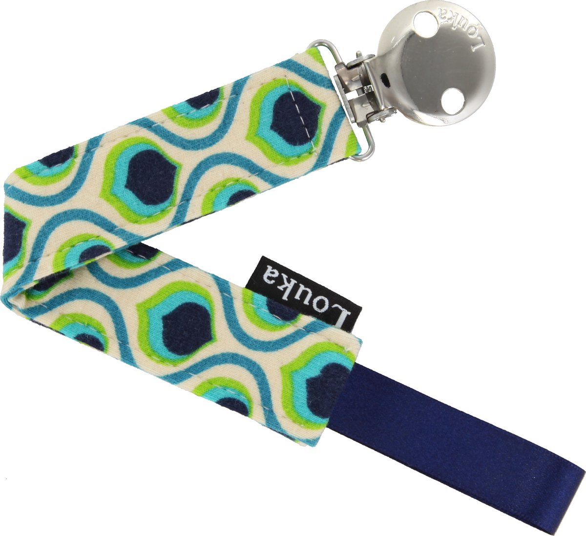 Goedkoopste Louka speenkoord vintage pauw - cème - blauw - groen - speenketting