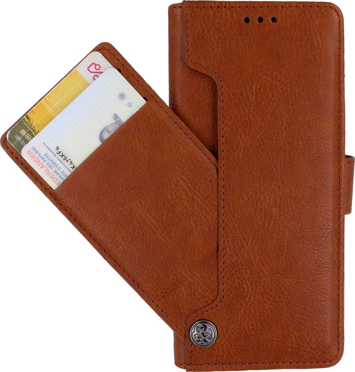 Samsung A40 TPU/Kuntstleer - hoesje Bruin Boekhoesje - wallet case
