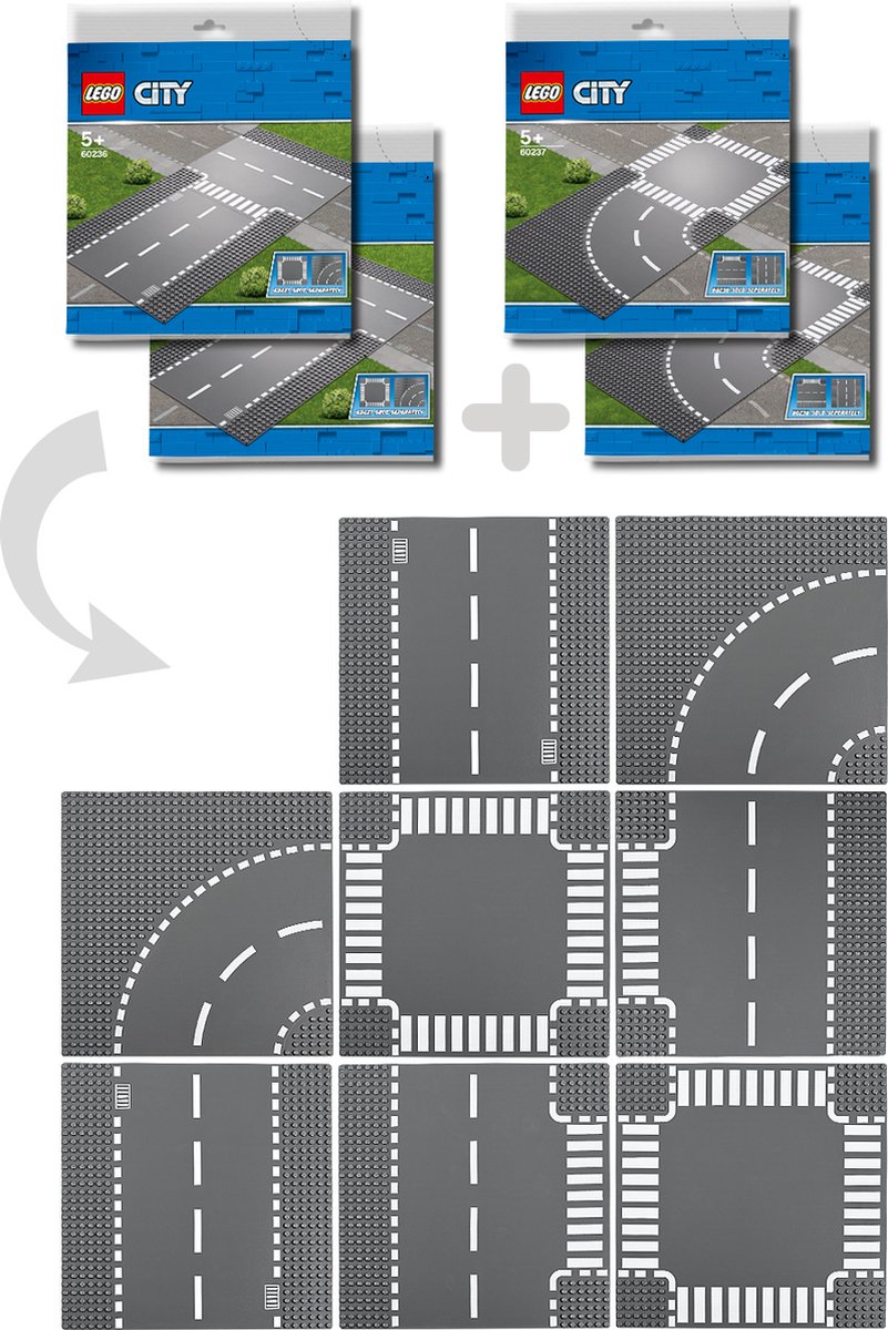 LEGO(MD) City Supplementary Jeu de construction avec plaques de route,  intersection et virage 