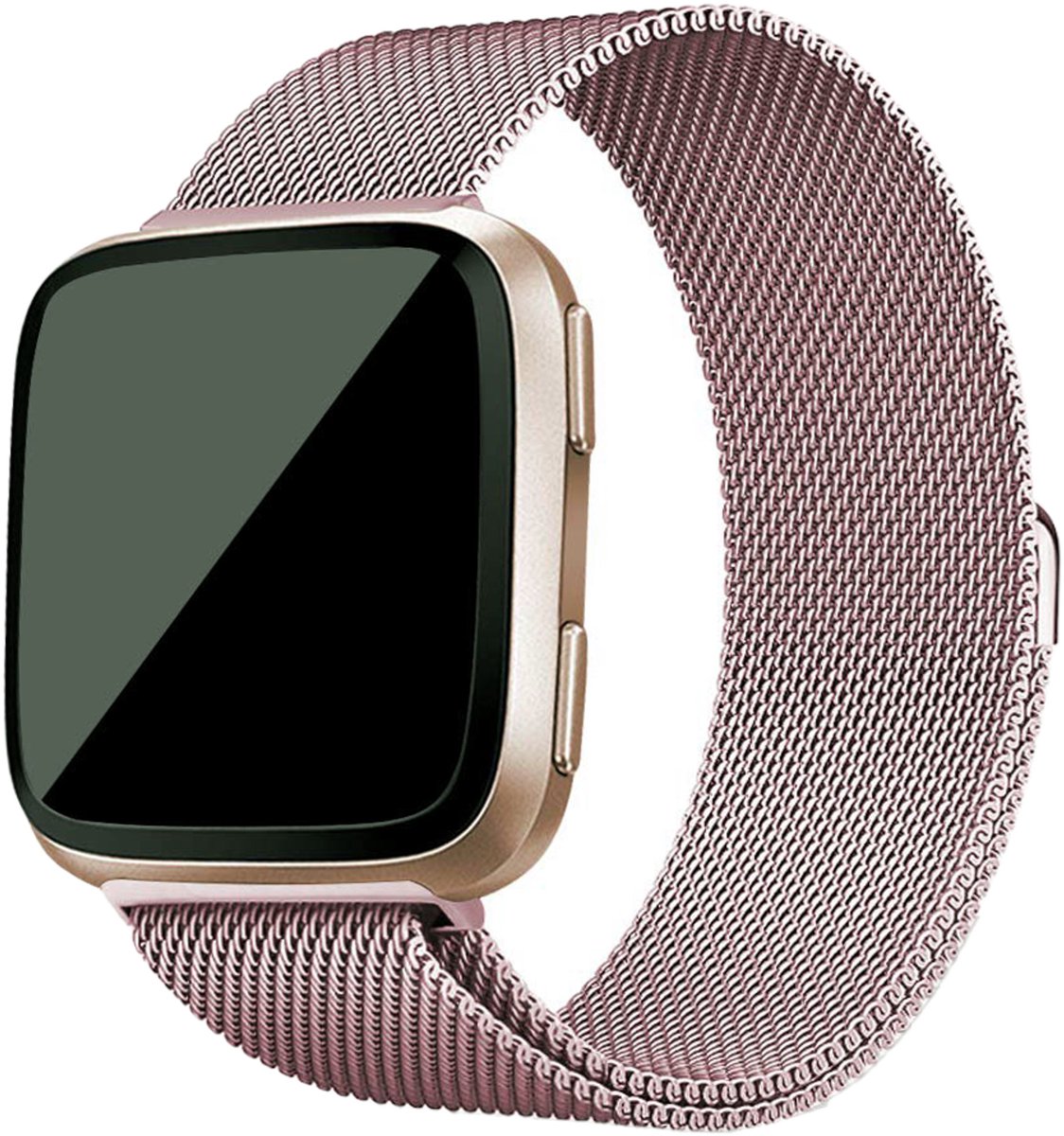 123watches milanese band - rose rood - ML - Geschikt voor Fitbit Versa 1 & 2 / Lite