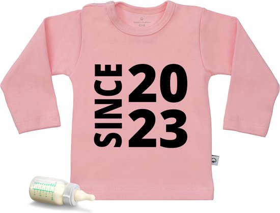 Baby t Shirt Since 2023 - Roze - Lange mouw - Maat 74/80