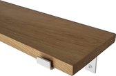 GoudmetHout Massief Eiken Wandplank - 40x20 cm - Industriële Plankdragers L-vorm - Staal - Mat Wit