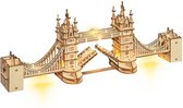 Studio Jacquí Robotime 3D puzzel - Tower Bridge - Met LED verlichting - Puzzelen - Londen - Houten puzzel - Gebouwen - Bouwpakket - Hout - 360 x 75 x 117 mm