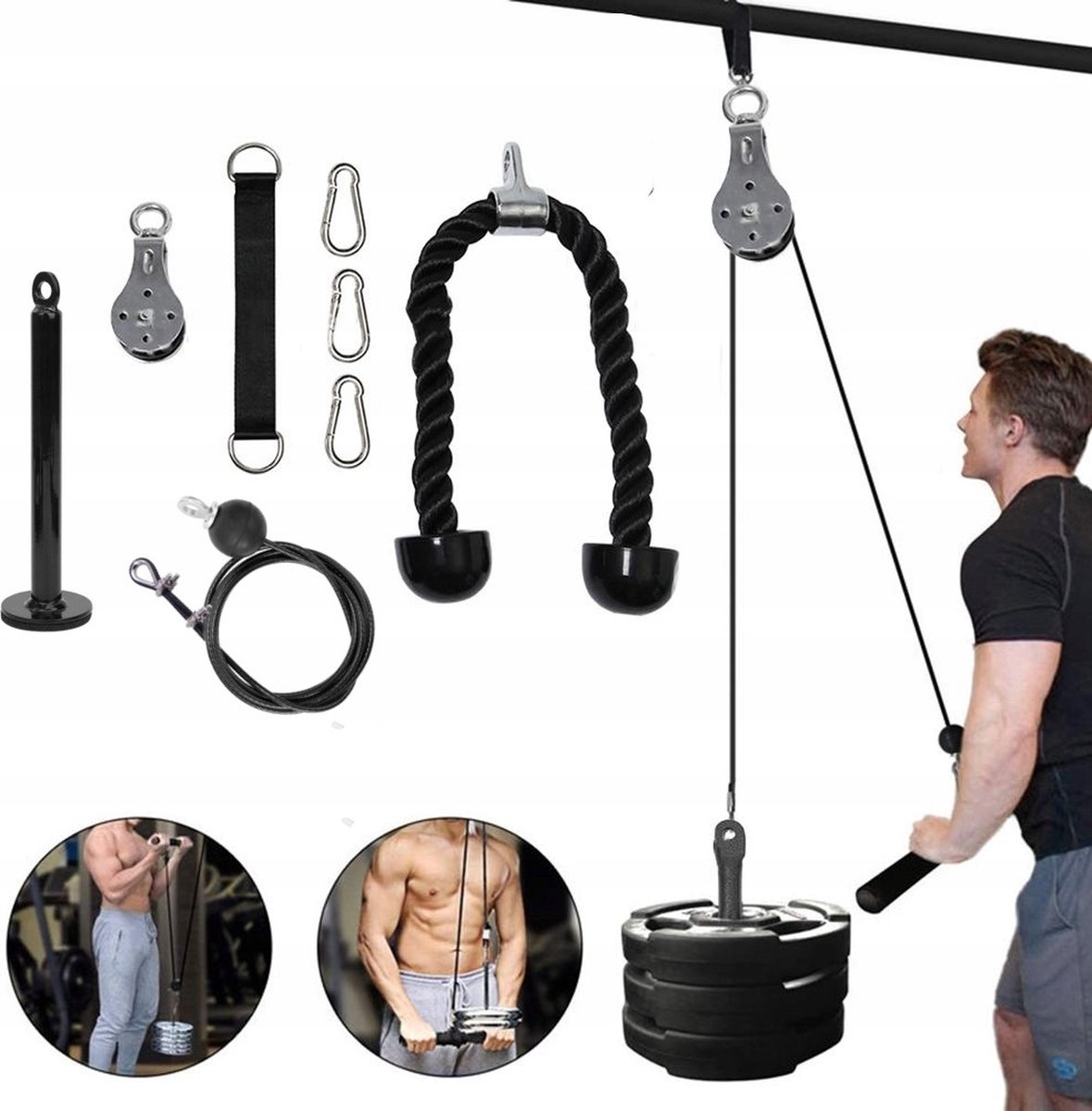 Katrol - Tot 100 kg - Fitness - Kabelsysteem - Gym Apparatuur - Thuis Workout - Kabel Systeem - Pulldown - Bicep Curl - Triceps - Kracht - Krachttraining