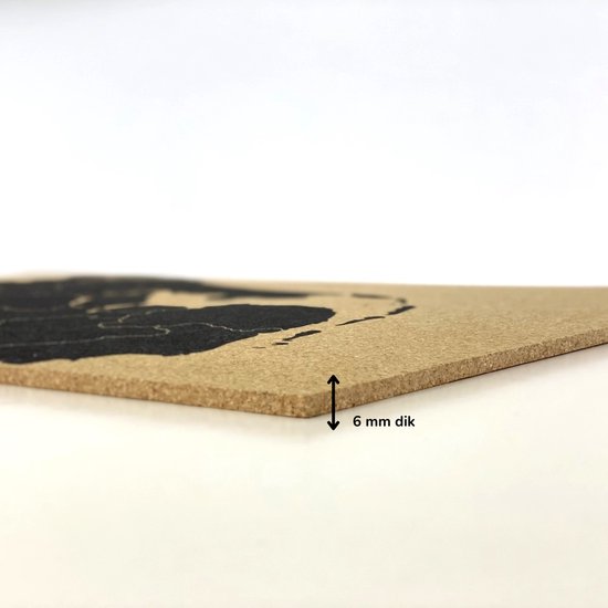 Prikbord Wereldkaart – Fotofabriek Prikbord kurk –Wereldkaart kurk - Kurkplaat – Wereld – Prikbord 60x40 cm - Merkloos