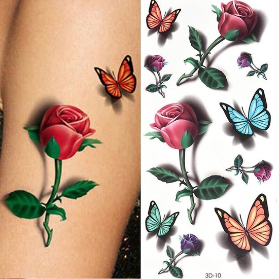 3D Bloemen en Vlinders plaktattoo tijdelijke tattoo tattoo stickers bol