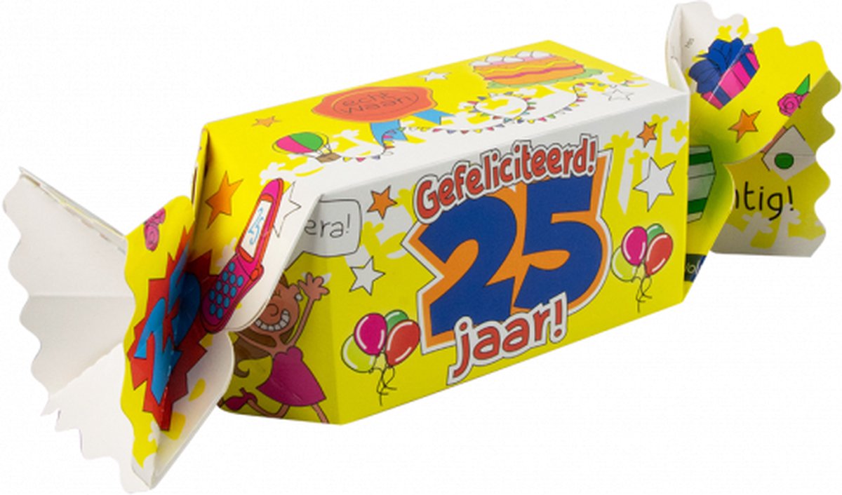 Snoeptoffee - 25 jaar - Gevuld met luxe verpakte toffees - In cadeauverpakking met gekleurd lint