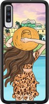 Casimoda® hoesje - Geschikt voor Samsung Galaxy A70 - Sunset Girl - Zwart TPU Backcover - Geen opdruk - Multi