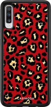 Casimoda® hoesje - Geschikt voor Samsung Galaxy A70 - Luipaard Rood - Zwart TPU Backcover - Luipaardprint - Rood