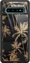Casimoda® hoesje - Geschikt voor Samsung Galaxy S10+ - Palmbomen - Luxe Hard Case Zwart - Backcover telefoonhoesje - Zwart
