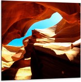 WallClassics - Dibond - Antelope Canyon - 100x100 cm Foto op Aluminium (Wanddecoratie van metaal)