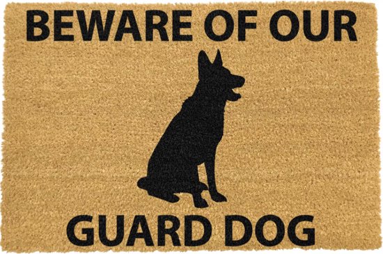 Foto: Maddeco kokos deurmat beware of our guard dog duitse herder duurzaam gemaakt in europa 60 x 40 cm