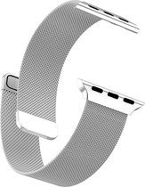 Zilver Bandje geschikt voor Apple Watch 40 mm / 41 mm / 38 mm Series 1 / 2 / 3 / 4 / 5 / 6 / 7 / 8 / SE - Milanees Horlogebandje