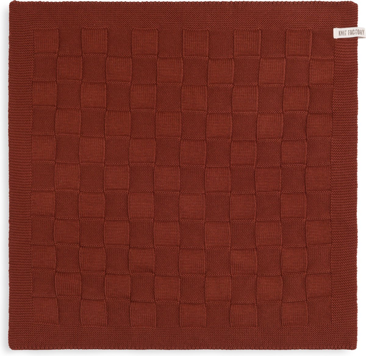Knit Factory Gebreide Keukendoek - Keukenhanddoek Uni - Handdoek - Vaatdoek - Keuken doek - Roest - Rood - 50x50 cm