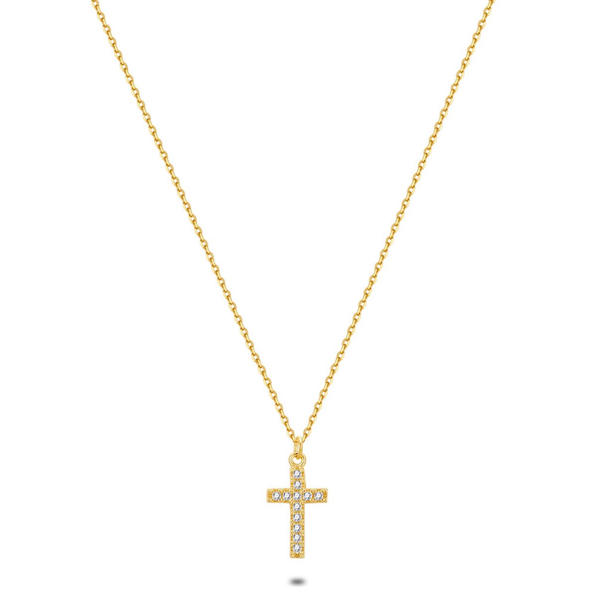 Twice As Nice Halsketting in 18kt verguld zilver, kruisje, 12 mm 40cm+6cm