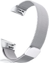 Zilver Bandje geschikt voor Fitbit Charge 3 / 4 - Milanees Horlogebandje