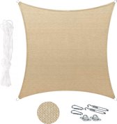 Schaduwdoek vierkant beige 3.6x3.6 meter - Inclusief bevestigingsmateriaal - Zonnezeil waterdicht - Tuin accessoires