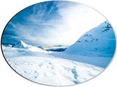 WallClassics - Dibond Ovaal - Sneeuwvlakte in de Bergen - 40x30 cm Foto op Ovaal (Met Ophangsysteem)