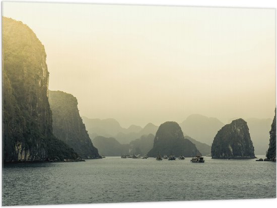 WallClassics - Drapeau - Baie d'Ha Long - Vietnam - 100x75 cm Photo sur Drapeau Polyester
