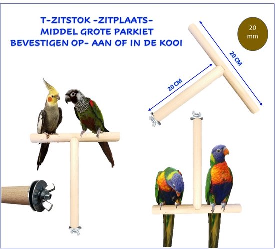 Snel rollen Verbetering Zitstok T standaard middel grote parkiet bevestiging op of in een vogelkooi  kooi... | bol.com