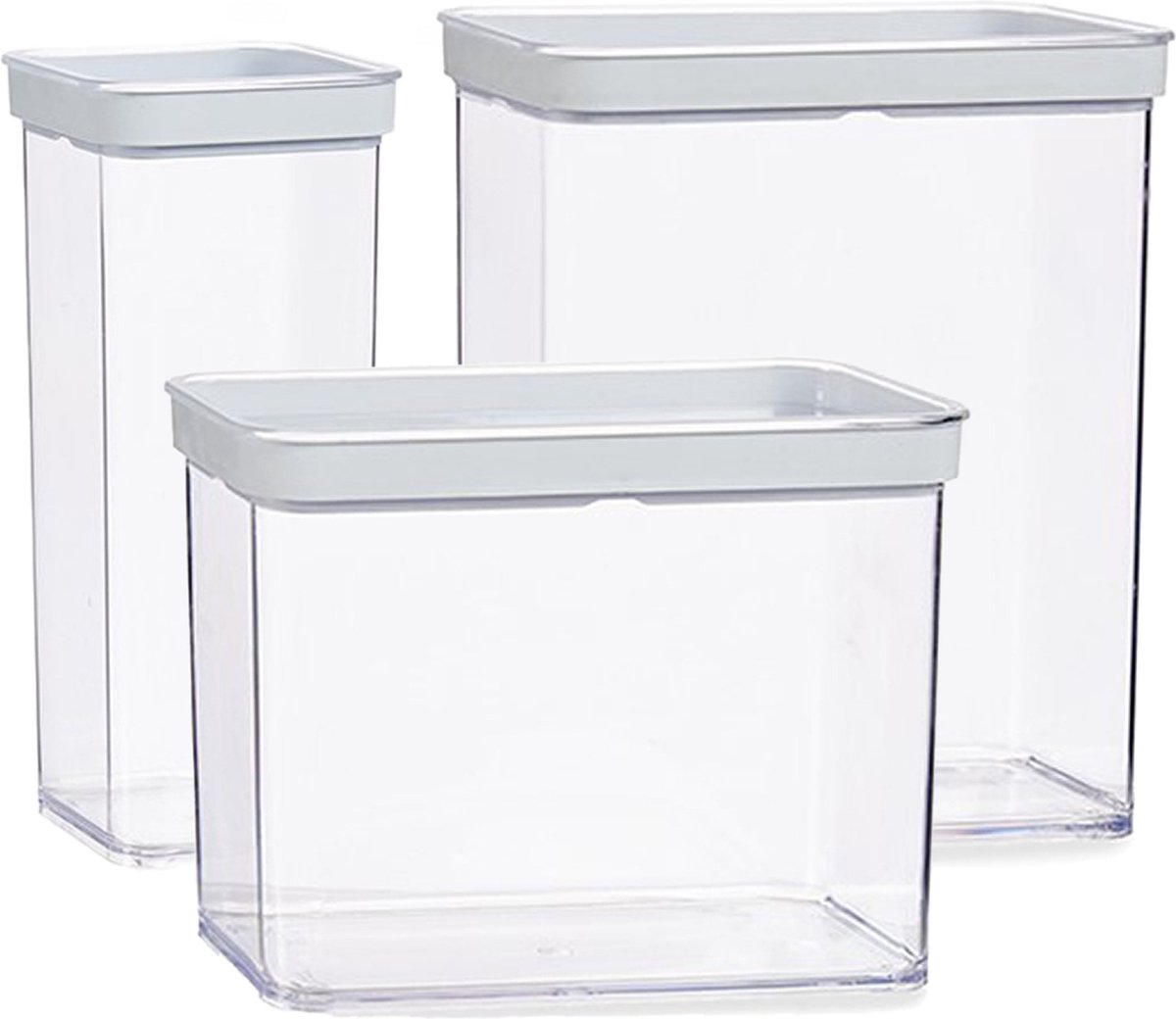 Gondol Plastics 8x kunststof voedsel voorraad potten/bakjes set met deksel 3.3 - 2.2 - 1.5 liter