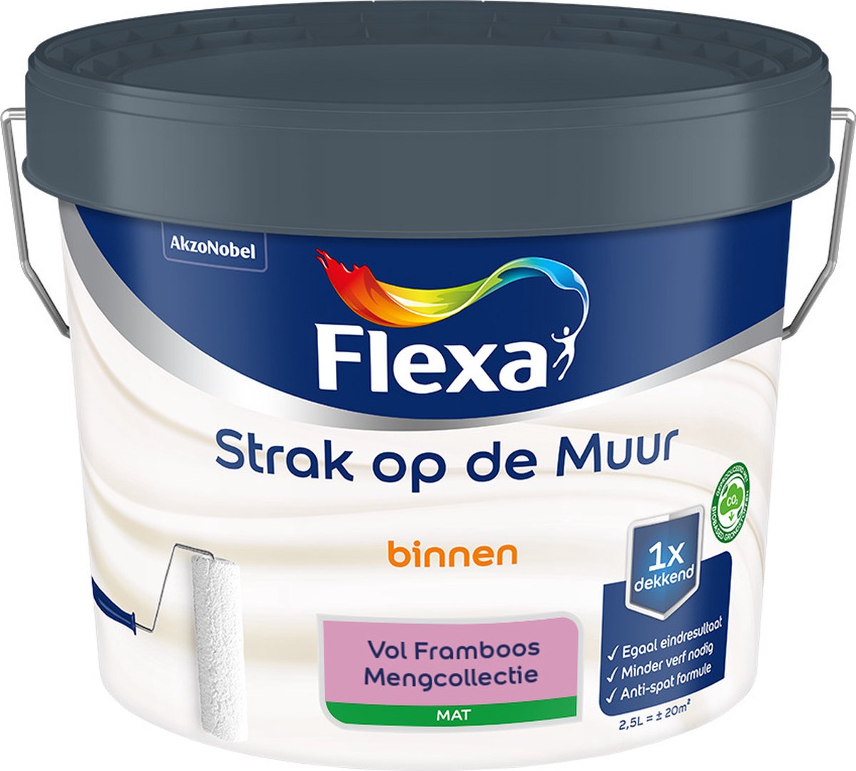 Flexa - Strak op de muur - Muurverf - Mengcollectie - Vol Framboos - 2,5 liter
