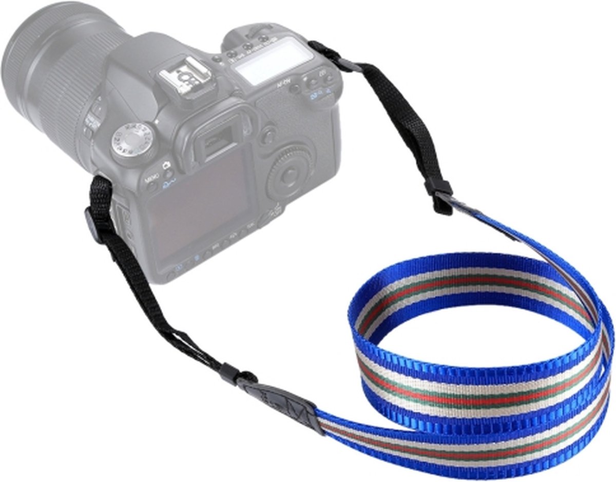 PULUZ Streepstijl Serie Schouderriem Camerariem voor SLR / DSLR-camera's (blauw)