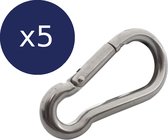 Mousqueton - Mousqueton - 8x80mm - Inox 316 - Résistant à l'eau de mer - 5 pièces