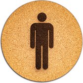 Wc bordje – Man – Rond – Kurk – 10 x 10 cm - Toilet bordje – Deurbord – Zelfklevend