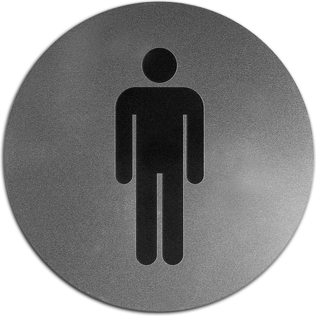 Wc bordje – Man – Rond – Acrylaat - RVS met Zwart – 10 x 10 cm – Toilet bordje – Deurbord – Zelfklevend