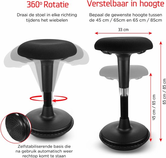 Dynaseat Ergonomische wiebelkruk - Bureaukruk voor zit-sta ...