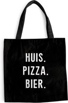 MuchoWow® Schoudertas - Strandtas - Big Shopper - Boodschappentas - Quote - Bier - Eten - 40x40 cm - Katoenen tas
