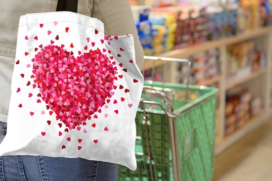 Sac bandoulière - Sac de plage - Shopper Une illustration d'un coeur entouré de coeurs - 45x45 cm - Sac en coton