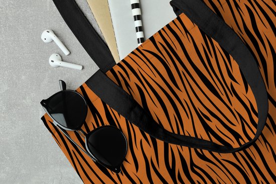 Sac Bandoulière - Sac De Plage - Shopper Imprimé Tigre - Marron - Zwart - 45x45 cm - Sac Coton