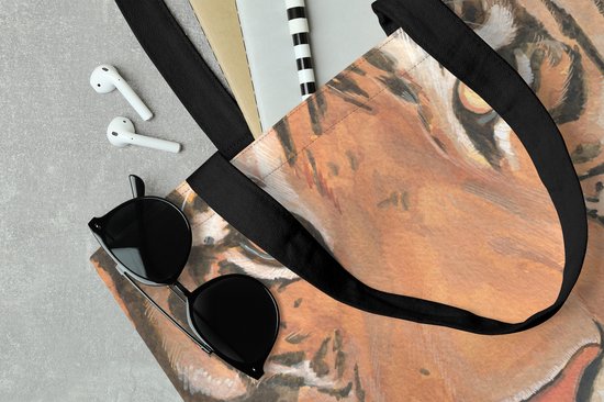 Sac bandoulière - Sac de plage - Shopper Tiger - Head - Oranje - 45x45 cm - Sac coton