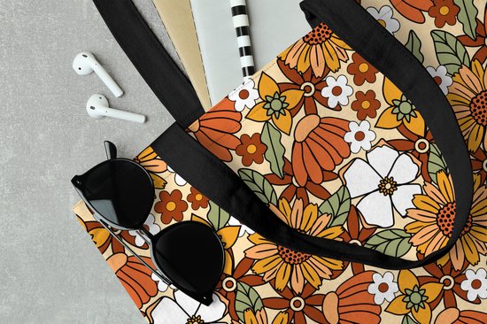 Sac Bandoulière - Sac De Plage - Shopper Fleurs - Vintage - Motifs - 45x45 cm - Sac Coton