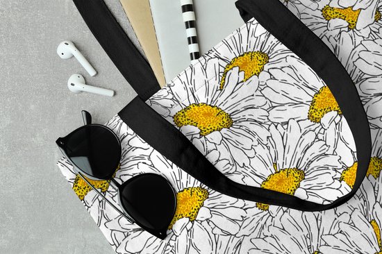 Sac Bandoulière - Sac De Plage - Shopper Fleurs - Wit - Printemps - Motifs - 40x50 cm - Sac Coton