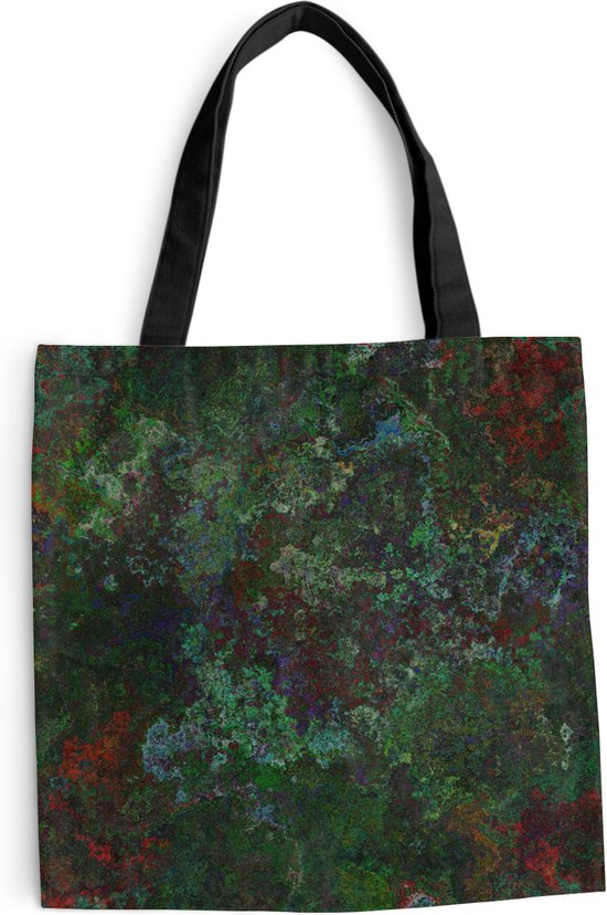 MuchoWow® Schoudertas - Strandtas - Big Shopper - Boodschappentas - Patroon - Verf - Abstract - Groen - 45x45 cm - Katoenen tas