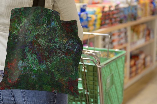 MuchoWow® Schoudertas - Strandtas - Big Shopper - Boodschappentas - Patroon - Verf - Abstract - Groen - 45x45 cm - Katoenen tas