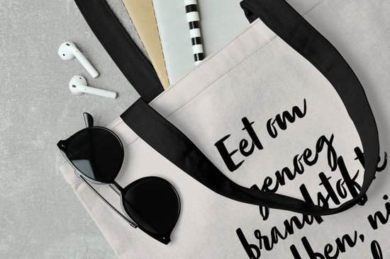 Sac Bandoulière - Sac de Plage - Shopper Taupe - Eat to fuel, not for fun - Citation - 40x40 cm - Sac en coton