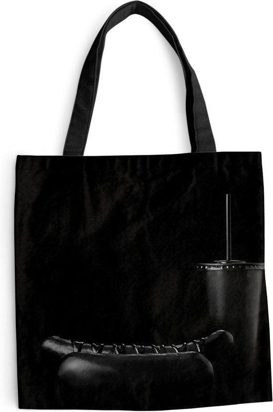 Sac De Plage En Toile Grand Format Shopper - Message "NOBODY OWNS THE BEACH" - Blanc Et Bleu - Pliable Et Résistant