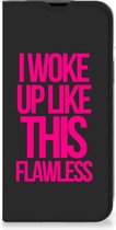 Bookcase met quotes Geschikt voor iPhone 14 Smart Cover Woke Up