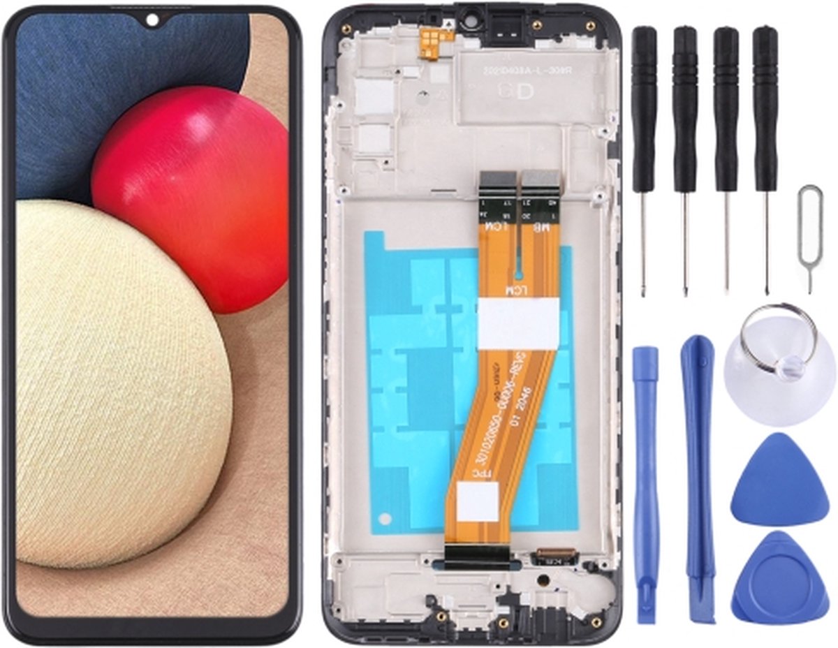 LCD Screen and Digitizer Full Assembly with Frame For Samsung Galaxy A02s SM-A025F