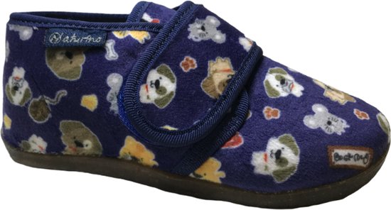 Naturino velcro huisdieren velvet pantoffel blauw mt 28