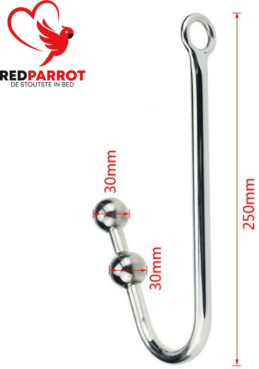 Goedkoopste Anale haak GROOT 2 ballen | Butt plug | Anale kralen | SM | BDSM | Anaal plug | Luxe RVS materiaal | Anaal haak