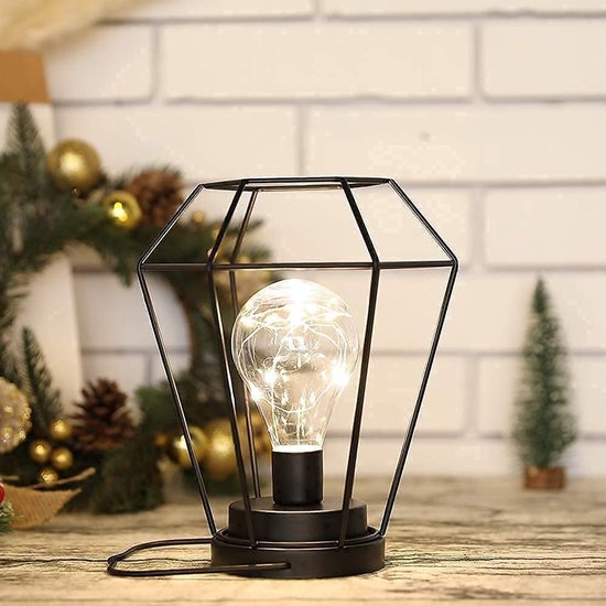 JHY DESIGN Diamond tafellamp batterij aangedreven, 21 cm hoge kooi  draadloze lamp... | bol.com